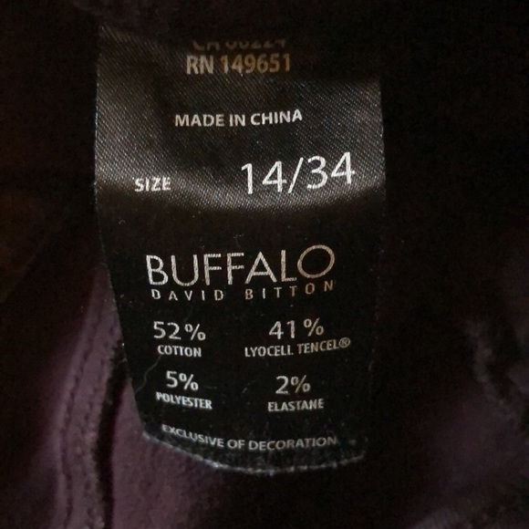 Buffalo by David Bitten Jeans Pants Womens size 14 Dark Burgundy Retro-wash NM - Picture 5 of 5